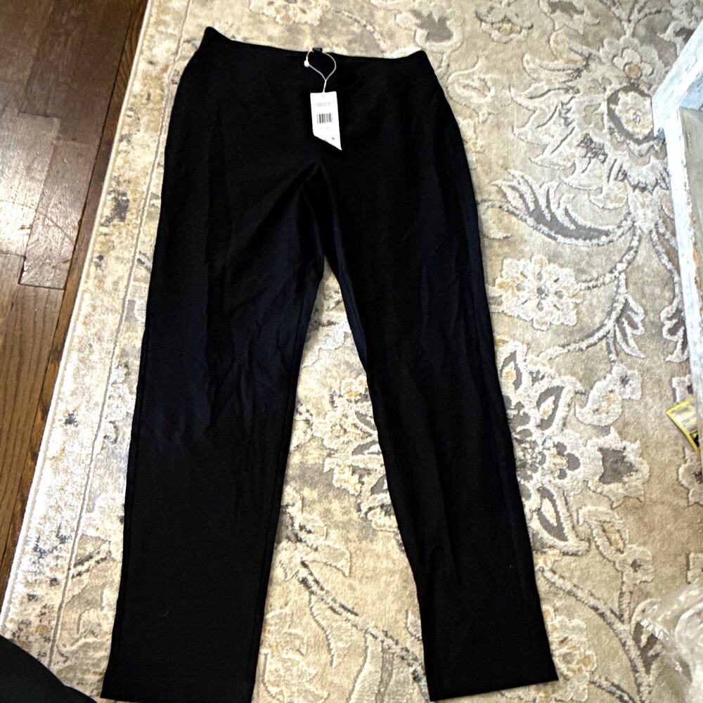 Eileen Fisher Women’s Black Solid Flat-Front Slim Fit Ankle Pants Size XS